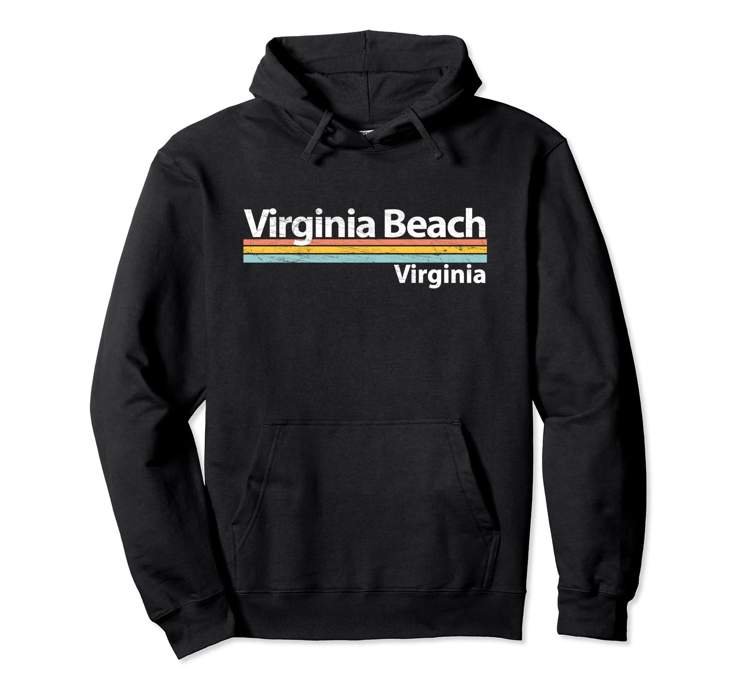 Virginia Beach Va Worn Stripes Hoodie - Custom Art Print Unisex - T-Shirt, Sweatshirt, Hoodie