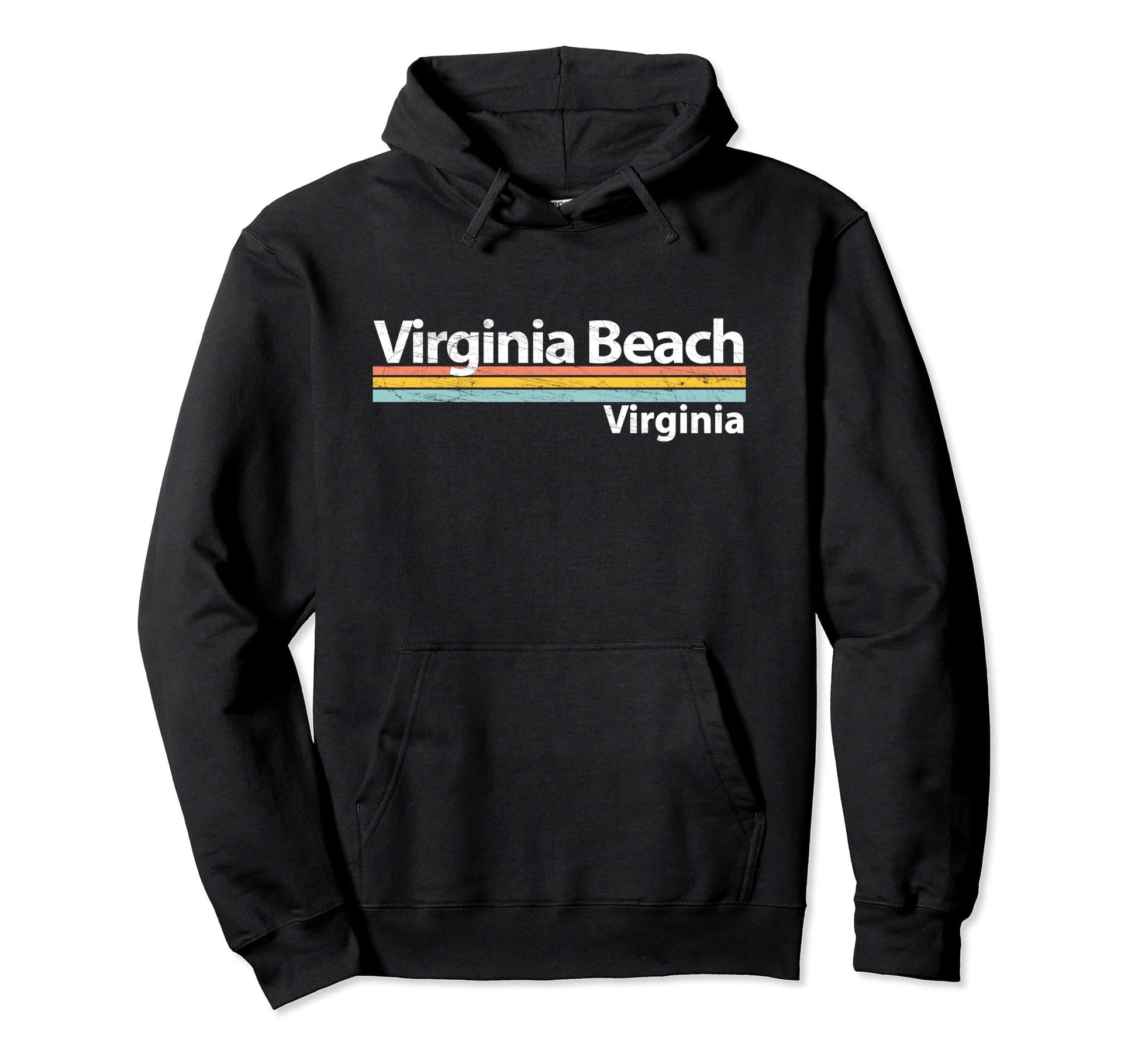Virginia Beach Va Worn Stripes Hoodie - Custom Art Print Unisex - T-Shirt, Sweatshirt, Hoodie