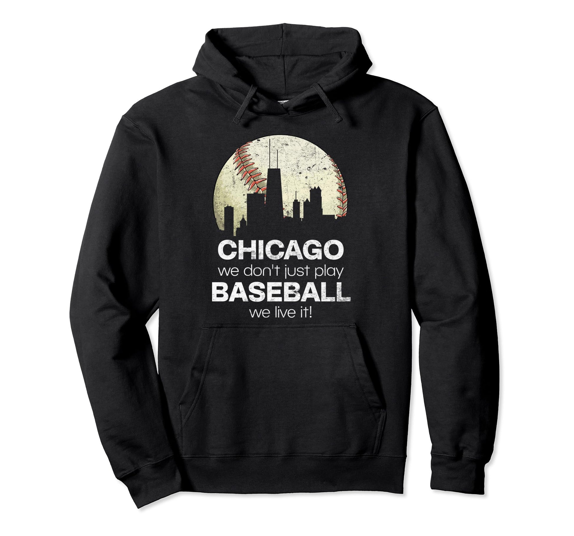 Baseball Chicago Skyline Illinois Hoodie - Graphic Print Men Women - T-Shirt, Sweatshirt, Hoodie
