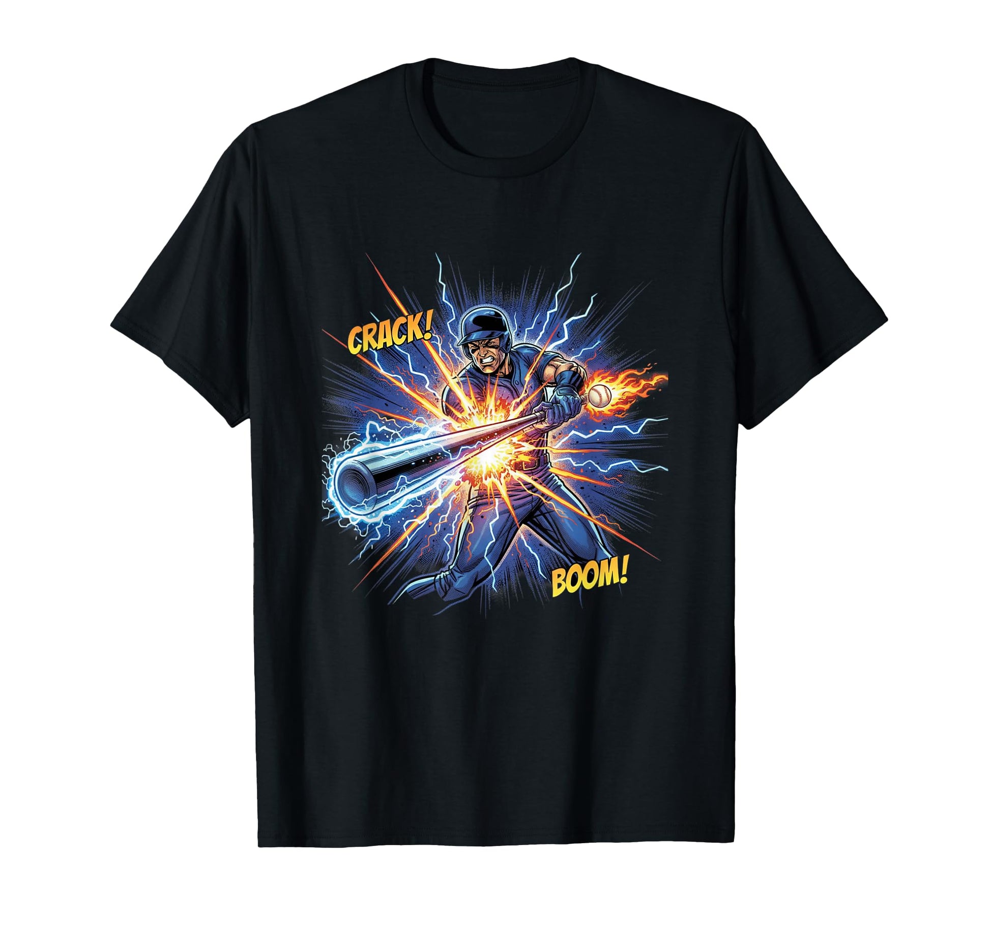Comic Baseball Power Swing Electrifying T-Shirt - Graphic Print for Adults - T-Shirt, Sweatshirt, Hoodie