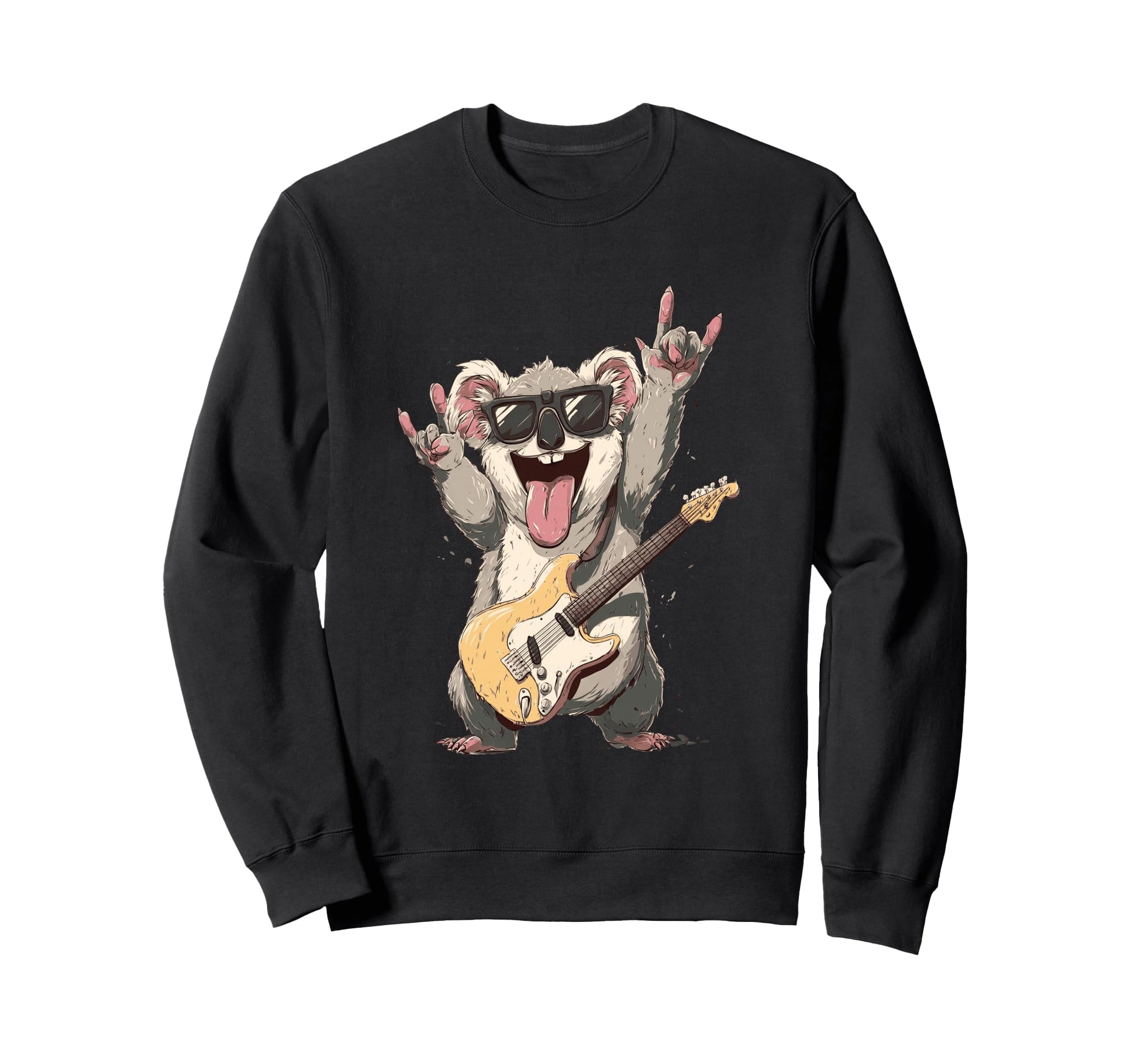 Koala Guitarist Rock Roll Electric Sweatshirt - Graphic Print for Adults - T-Shirt, Sweatshirt, Hoodie