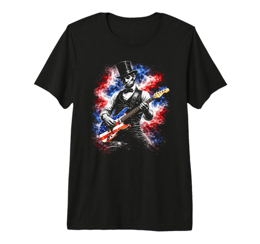 Abe Lincoln Abraham Playing Guitar T-Shirt - Fun Novelty Design Men Women - T-Shirt, Sweatshirt, Hoodie