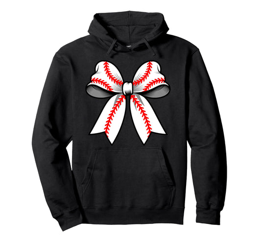 Baseball Coquette Bow Funny Baseball Hoodie - Minimalist Print for Adults - T-Shirt, Sweatshirt, Hoodie