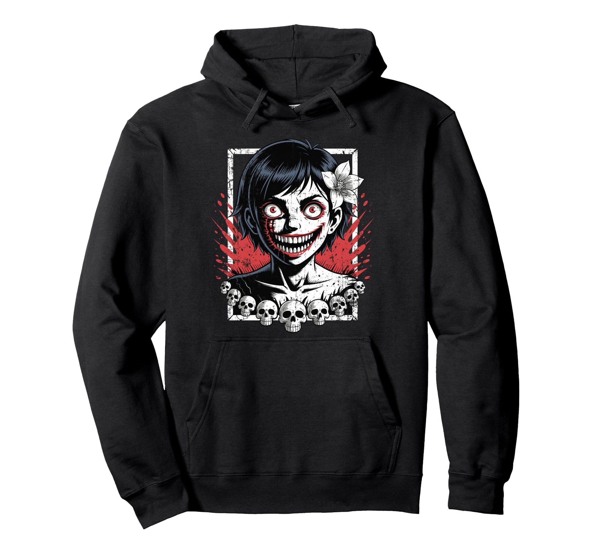 Japanese Horror Anime Manga Japan Y2K Hoodie - Minimalist Print Men Women - T-Shirt, Sweatshirt, Hoodie