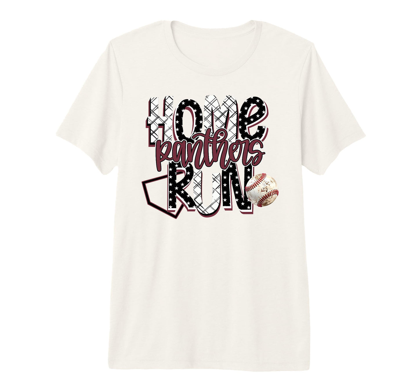 Home Run Panthers Baseball Maroon T-Shirt - Custom Art Print Unisex - T-Shirt, Sweatshirt, Hoodie