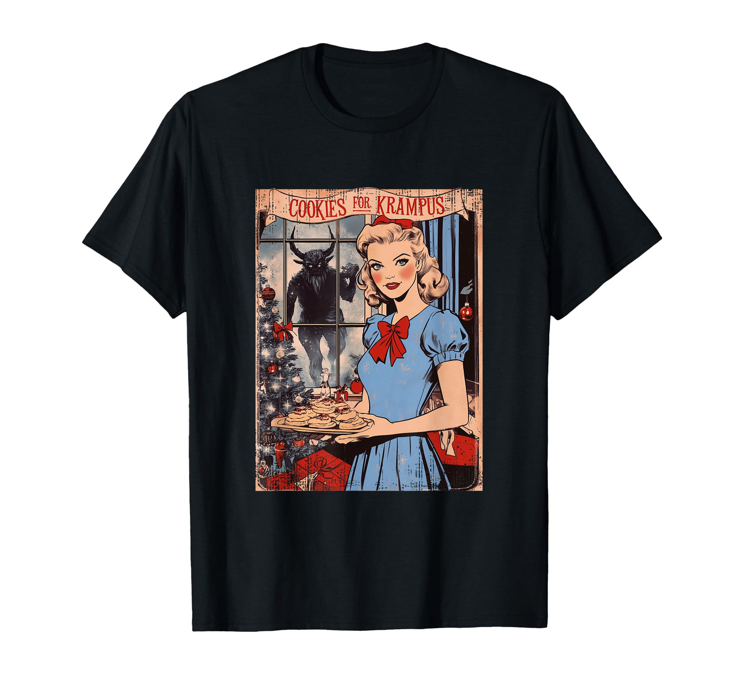 Old Postcard Cookies Krampus Art T-Shirt - Aesthetic Graphic Men Women - T-Shirt, Sweatshirt, Hoodie