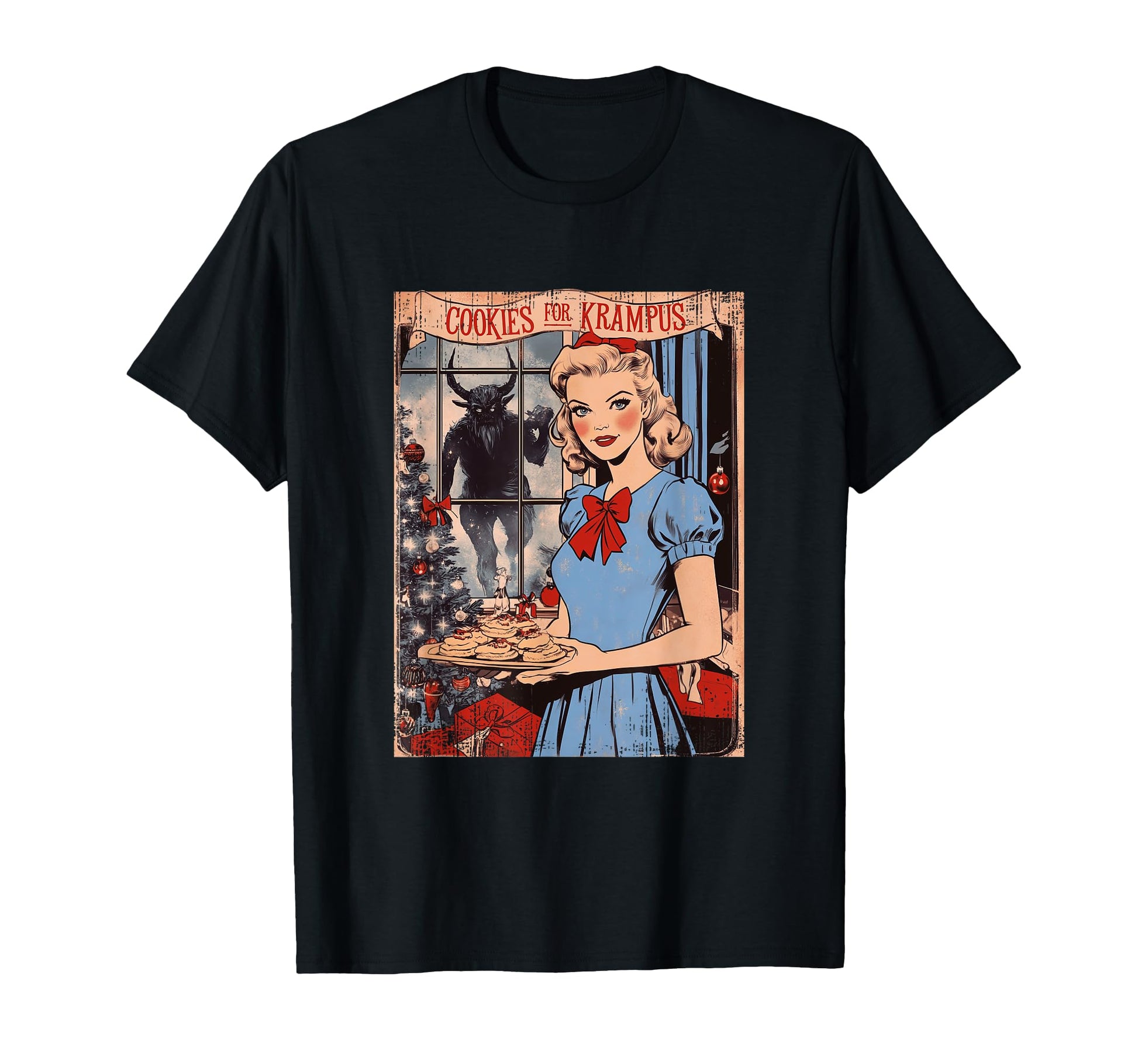 Old Postcard Cookies Krampus Art T-Shirt - Aesthetic Graphic Men Women - T-Shirt, Sweatshirt, Hoodie