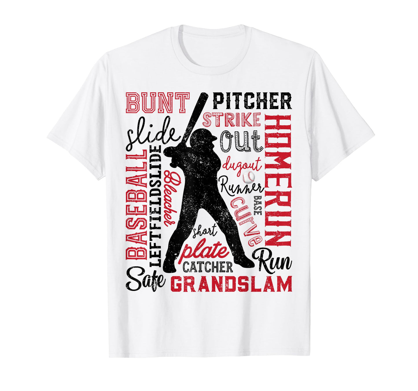 Baseball Typography Word Art Player T-Shirt - Custom Art Print Men Women - T-Shirt, Sweatshirt, Hoodie