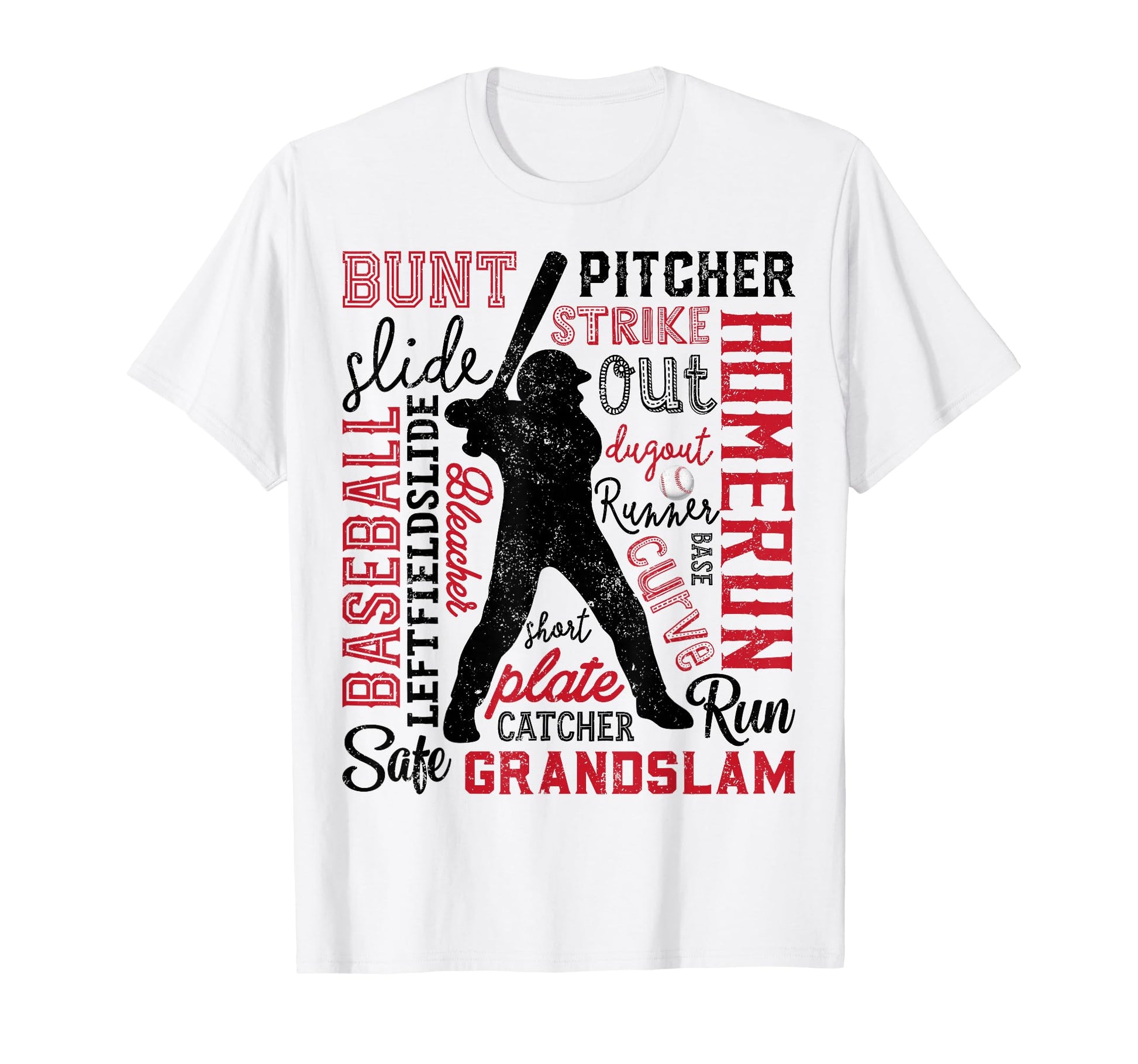 Baseball Typography Word Art Player T-Shirt - Custom Art Print Men Women - T-Shirt, Sweatshirt, Hoodie