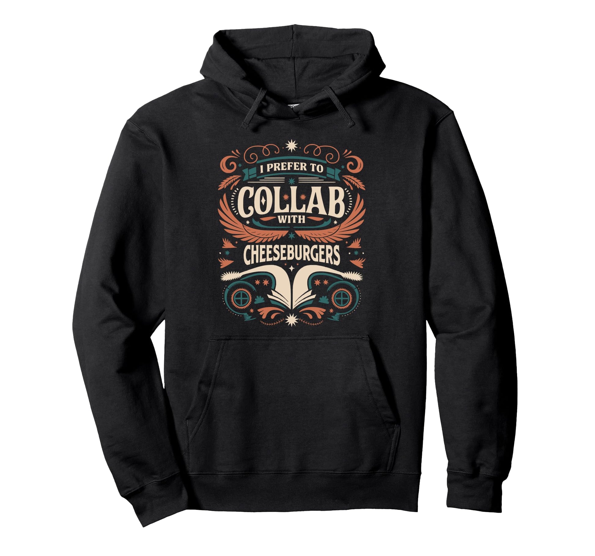 Funny Collab Cheeseburgers Typography Hoodie - Streetwear Style Unisex - T-Shirt, Sweatshirt, Hoodie