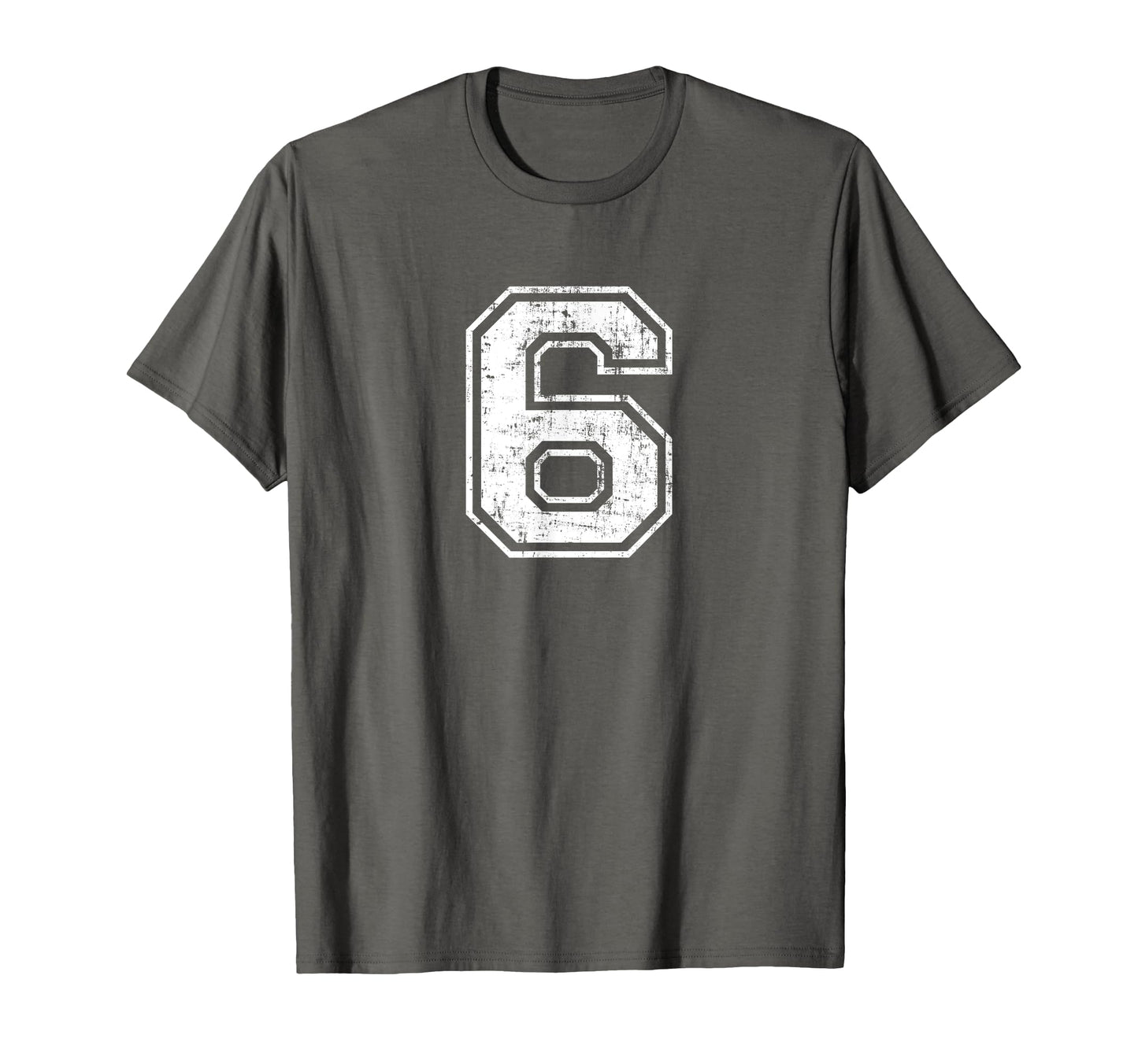 Number 6 Six Varsity Distressed T-Shirt - Minimalist Print Men Women - T-Shirt, Sweatshirt, Hoodie