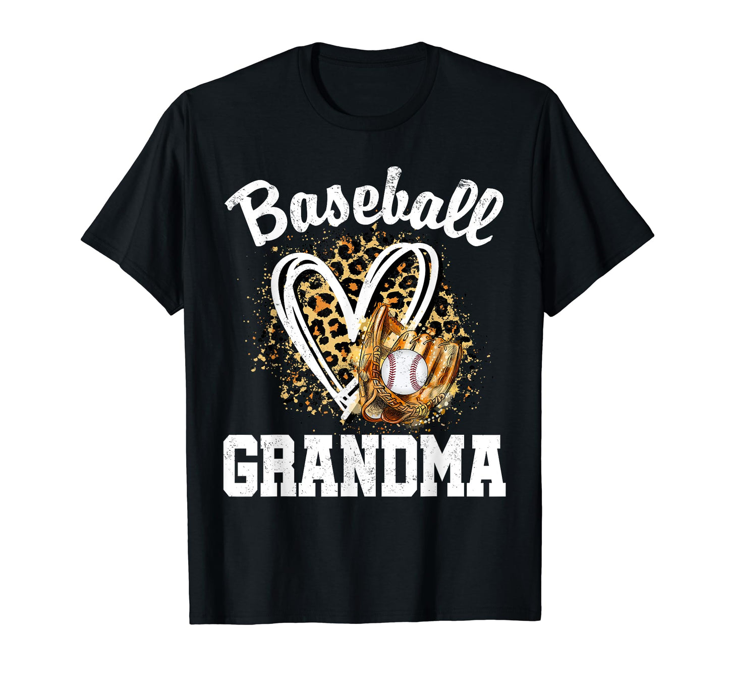 Baseball Grandma Leopard Heart Matching T-Shirt - Graphic Print Unisex - T-Shirt, Sweatshirt, Hoodie
