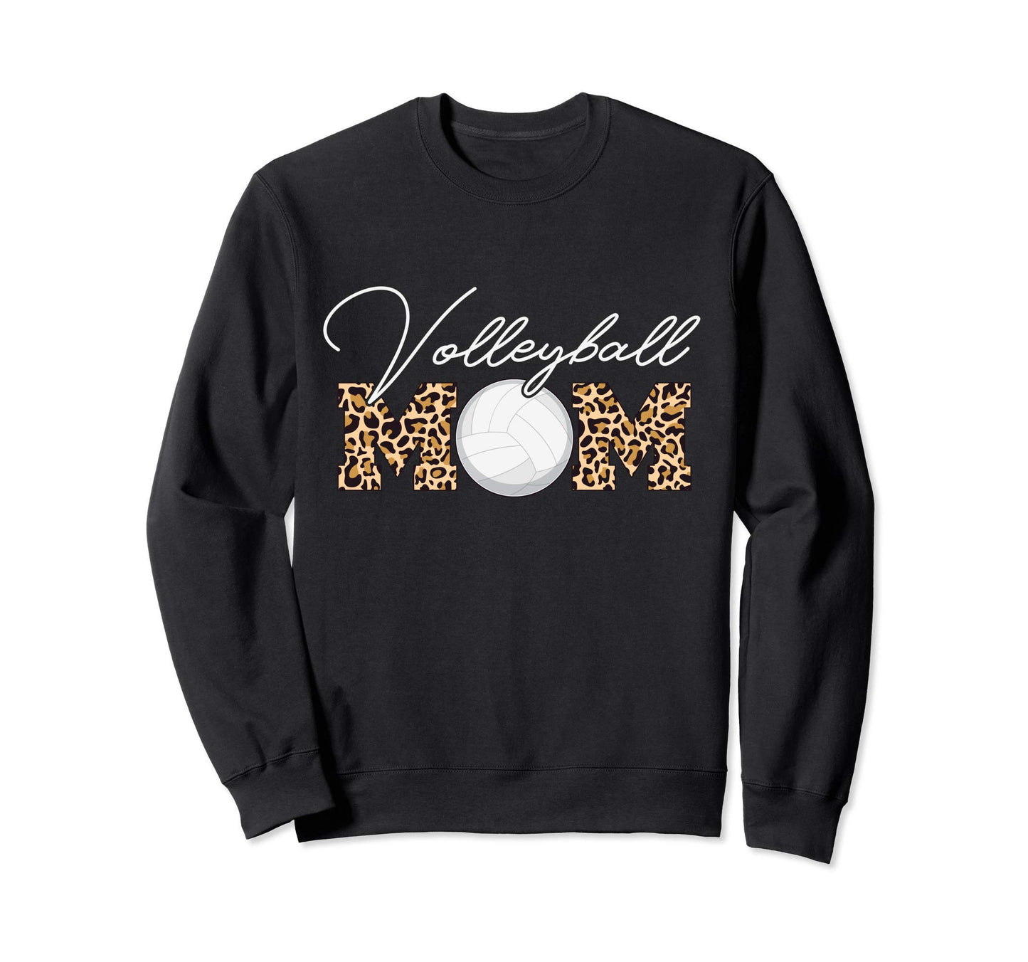 Volleyball Mom Leopard Sweatshirt - Graphic Print Unisex - T-Shirt, Sweatshirt, Hoodie