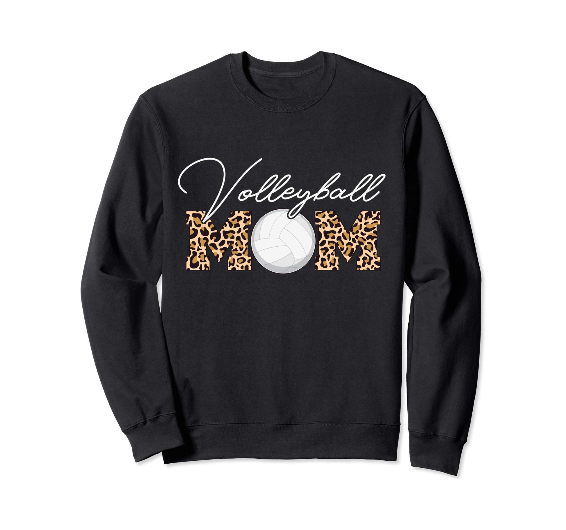 Volleyball Mom Leopard Sweatshirt - Graphic Print Unisex - T-Shirt, Sweatshirt, Hoodie