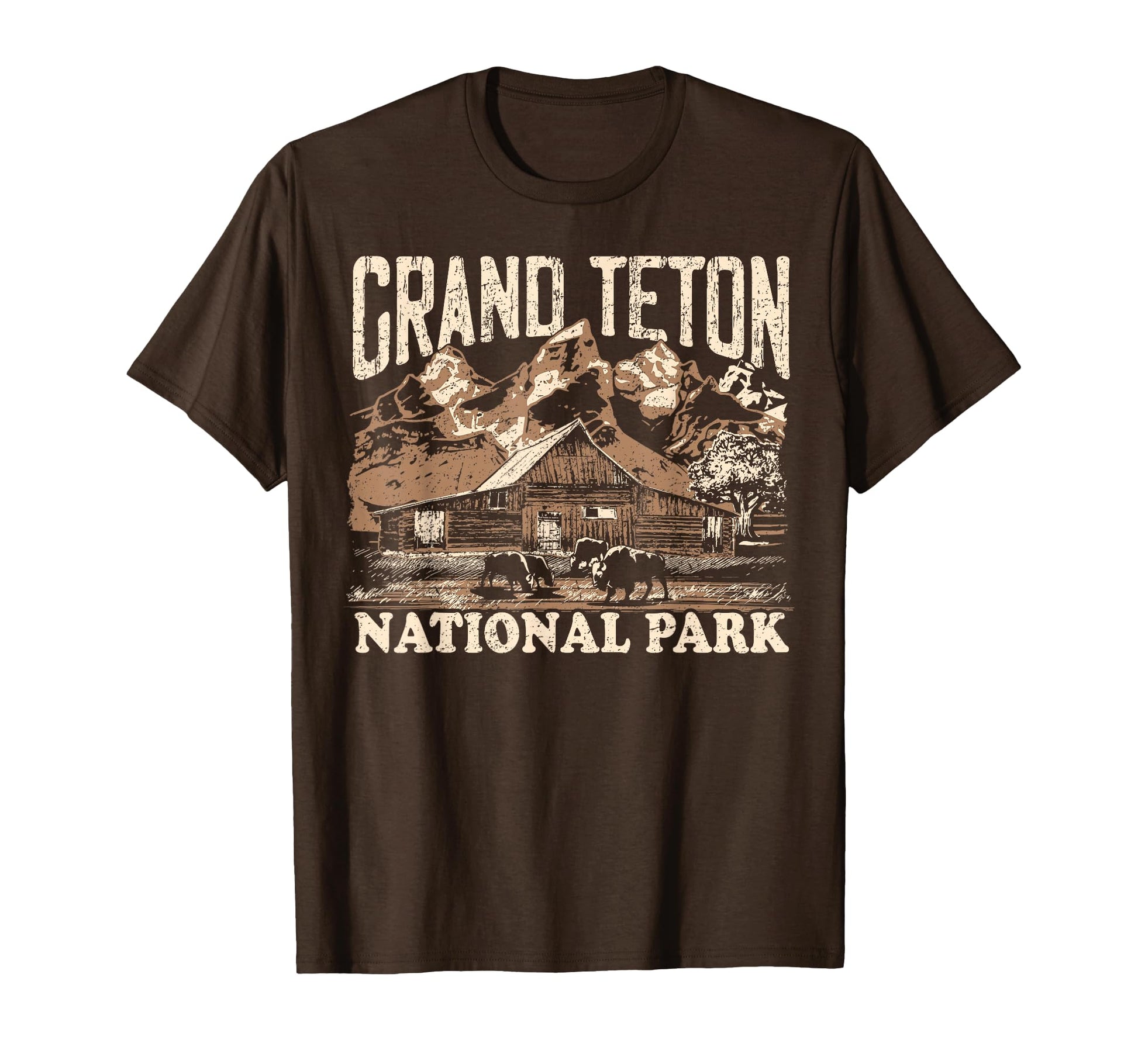 Grand Teton National Park Distressed T-Shirt - Custom Art Print Unisex - T-Shirt, Sweatshirt, Hoodie