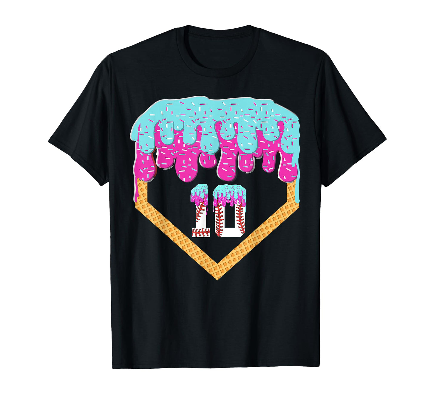 Baseball Drip 10 Year Old Ice Cream T-Shirt - Aesthetic Graphic Unisex - T-Shirt, Sweatshirt, Hoodie