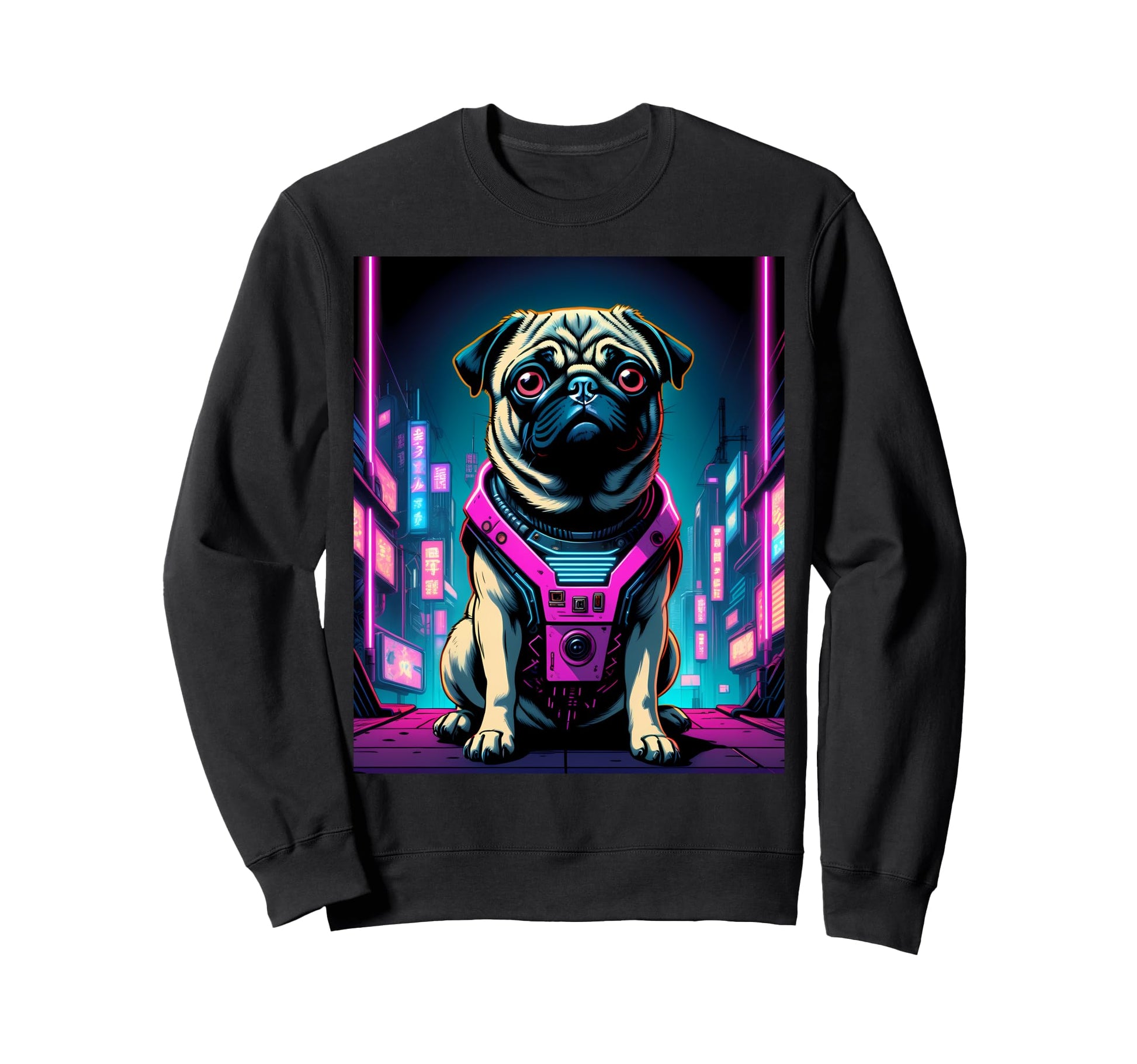 Vaporwave Pug 80S Synthwave Sweatshirt - Novelty Apparel Unisex - T-Shirt, Sweatshirt, Hoodie