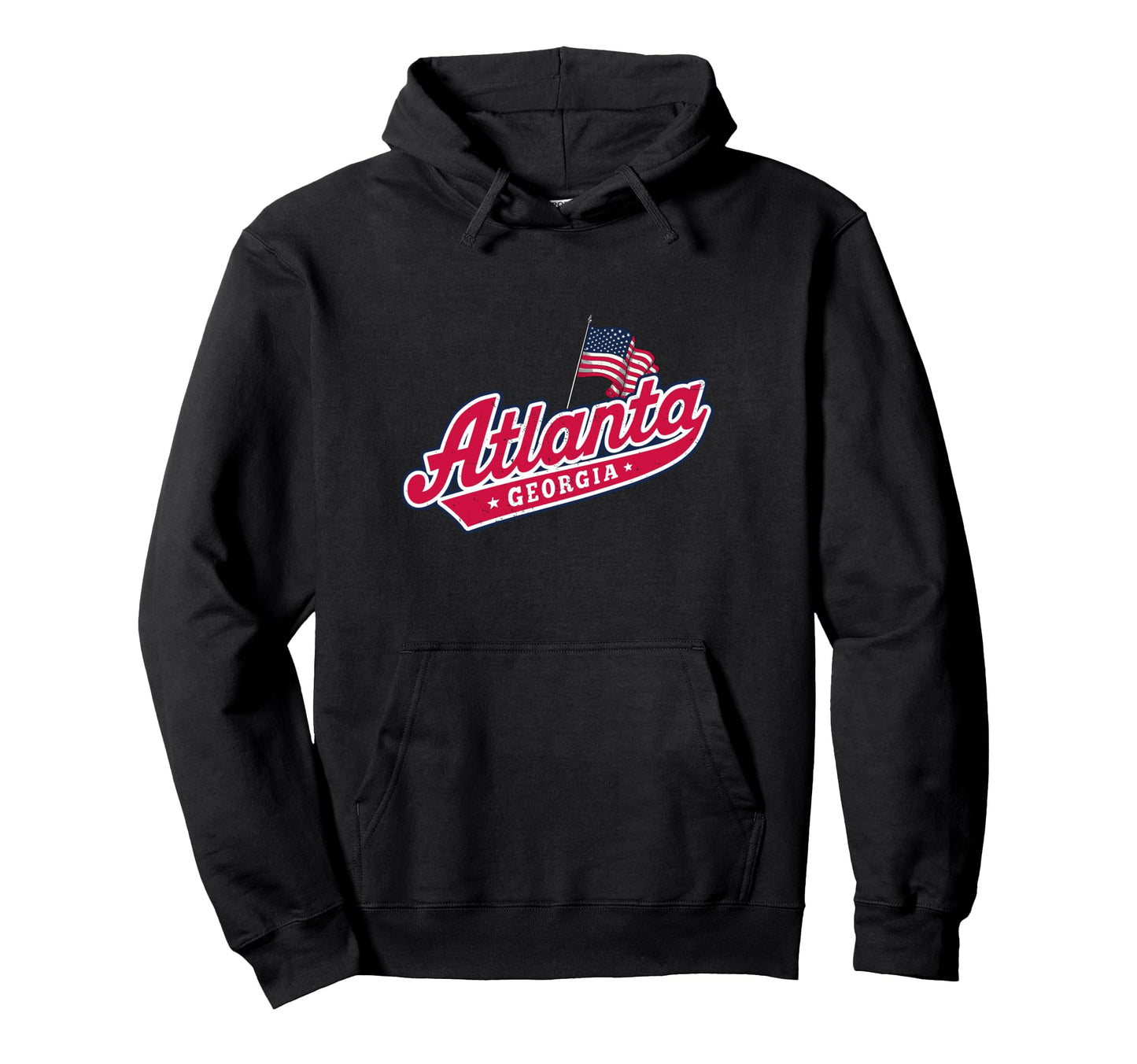Atlanta Typography American Flag Athletic Hoodie - Custom Art Print Unisex - T-Shirt, Sweatshirt, Hoodie