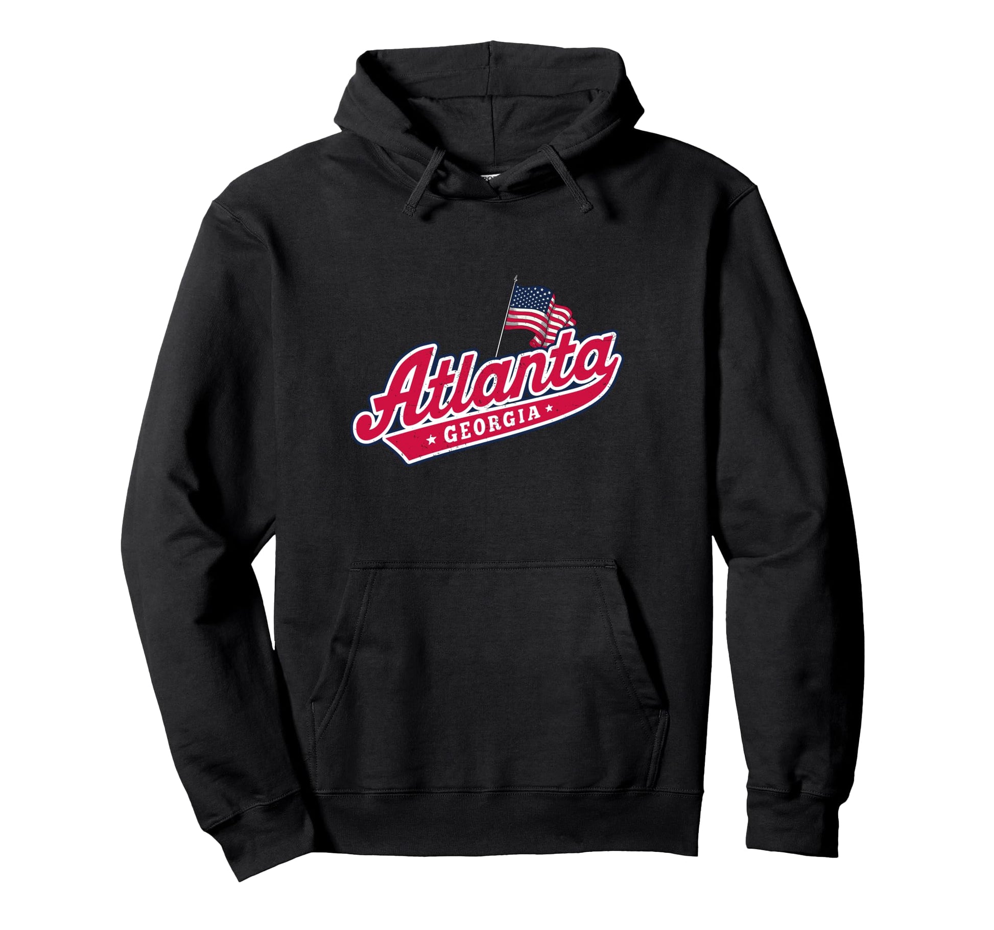 Atlanta Typography American Flag Athletic Hoodie - Custom Art Print Unisex - T-Shirt, Sweatshirt, Hoodie
