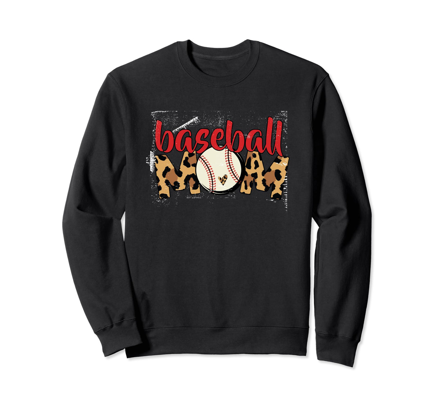 Baseball Mom Leopard Heart Sweatshirt - Minimalist Print Men Women - T-Shirt, Sweatshirt, Hoodie