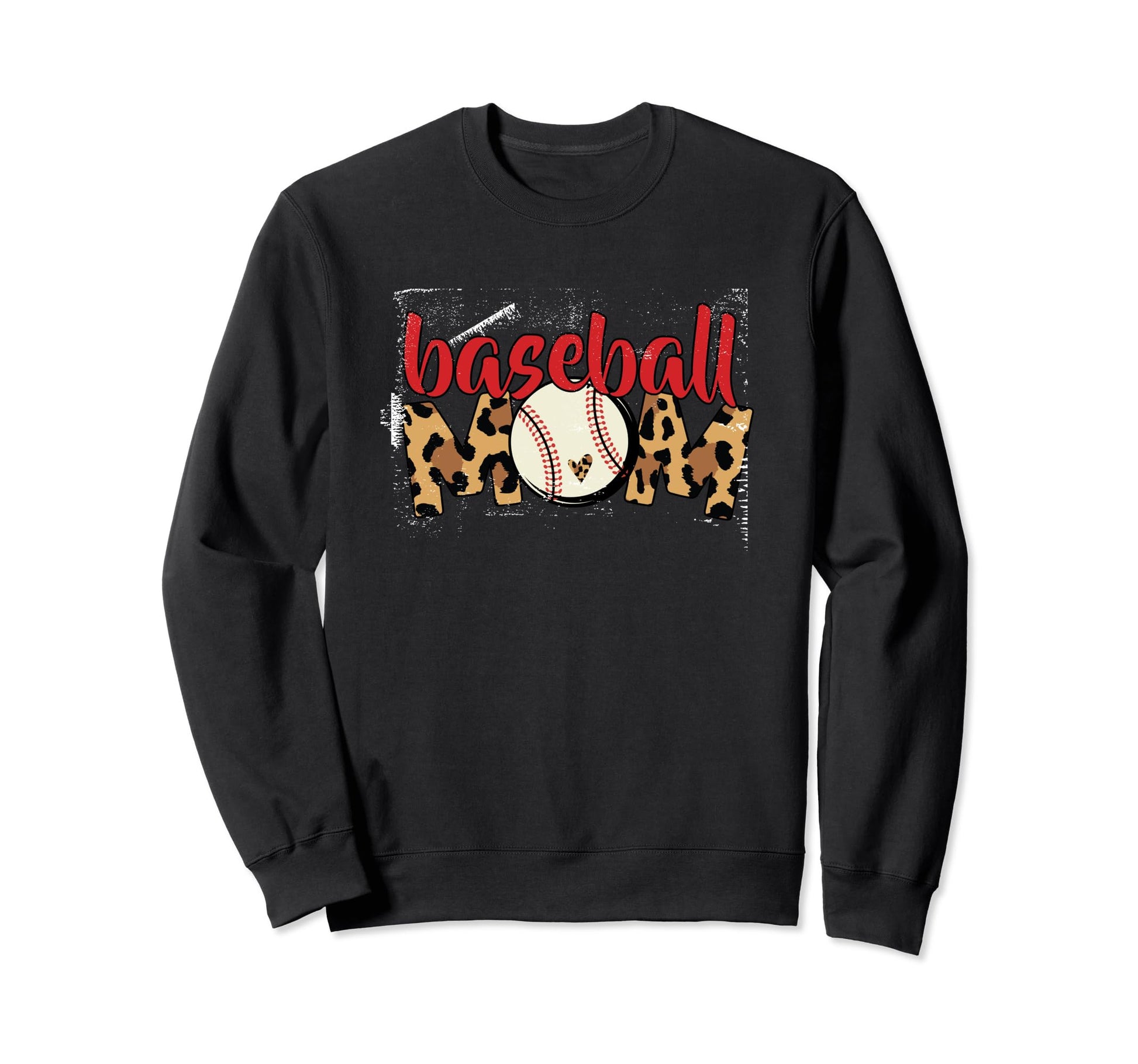 Baseball Mom Leopard Heart Sweatshirt - Minimalist Print Men Women - T-Shirt, Sweatshirt, Hoodie