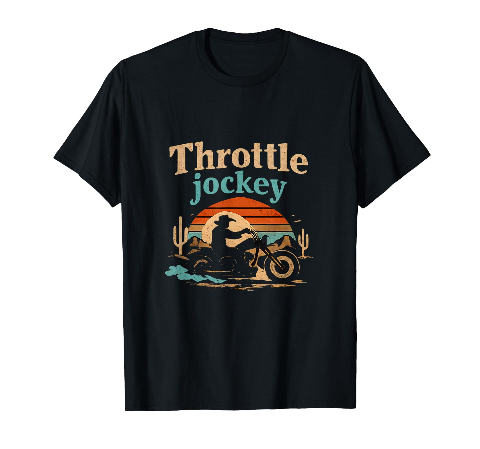 Throttle Jockey Biker Badge Cowboy T-Shirt - Unique Graphic Men Women - T-Shirt, Sweatshirt, Hoodie