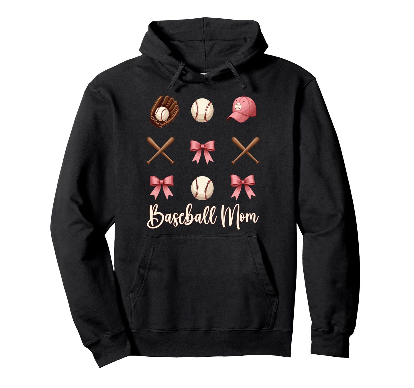 Baseball Mom Funny Coquette Bow Baseball Hoodie - Unique Graphic Men Women - T-Shirt, Sweatshirt, Hoodie