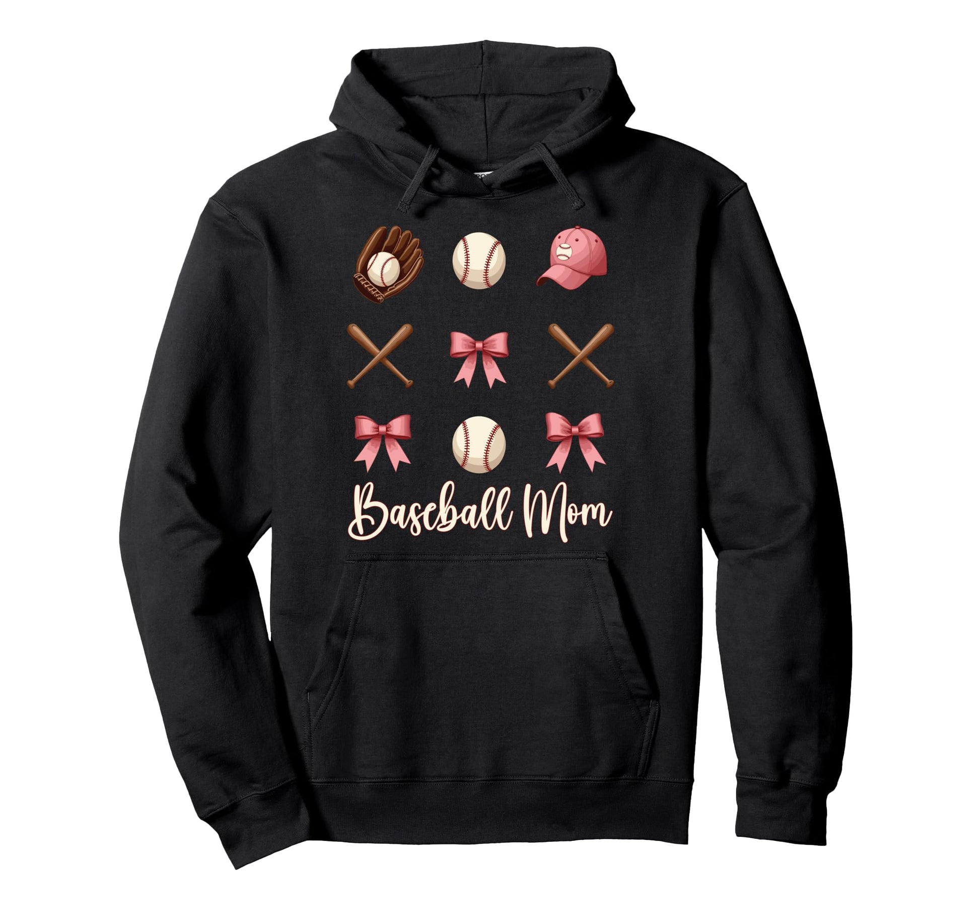 Baseball Mom Funny Coquette Bow Baseball Hoodie - Unique Graphic Men Women - T-Shirt, Sweatshirt, Hoodie