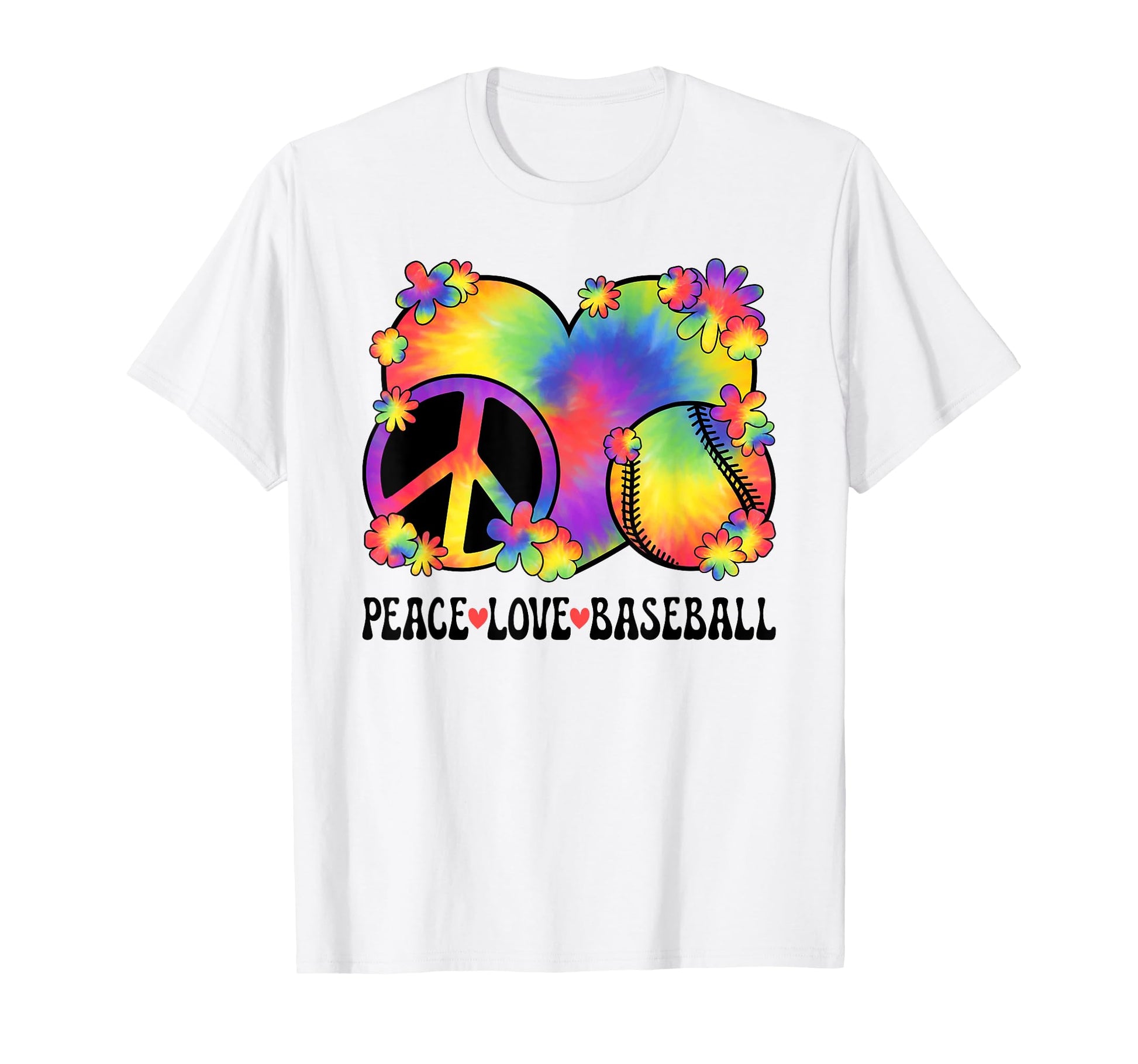 Peace Love Baseball Lover 60S 70S T-Shirt - Aesthetic Graphic Men Women - T-Shirt, Sweatshirt, Hoodie