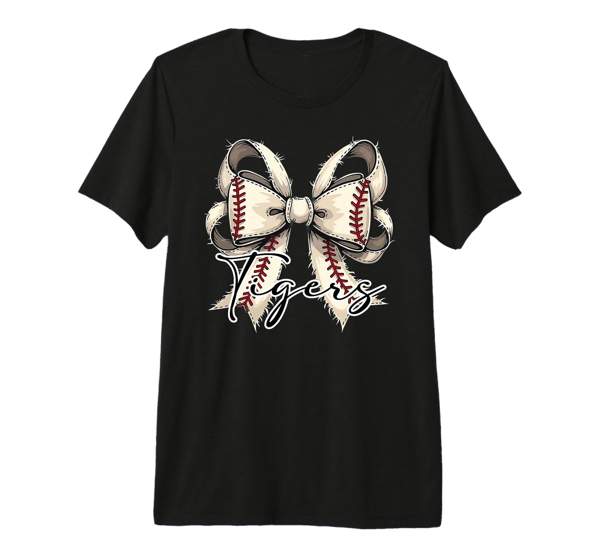Tigers Baseball Coquette Bow Game Day T-Shirt - Minimalist Print Unisex - T-Shirt, Sweatshirt, Hoodie