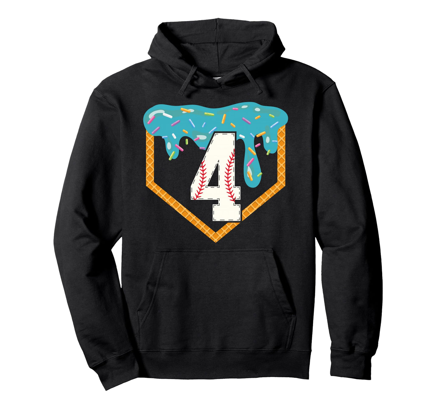 Baseball Drip 4Th Birthday 4 Year Old Hoodie - Aesthetic Graphic Unisex - T-Shirt, Sweatshirt, Hoodie