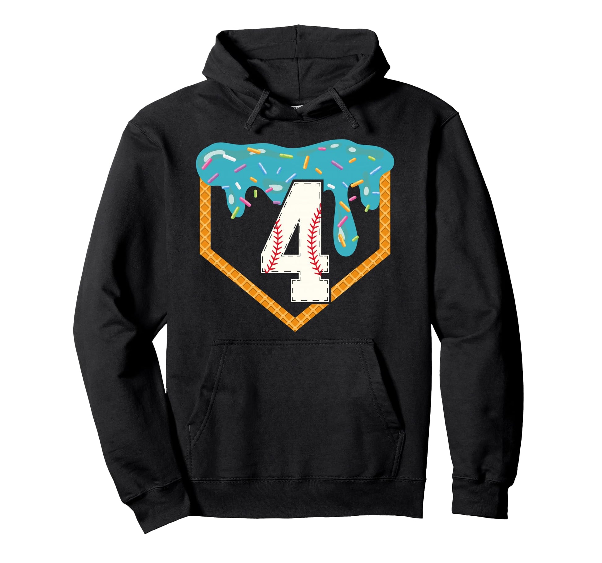 Baseball Drip 4Th Birthday 4 Year Old Hoodie - Aesthetic Graphic Unisex - T-Shirt, Sweatshirt, Hoodie