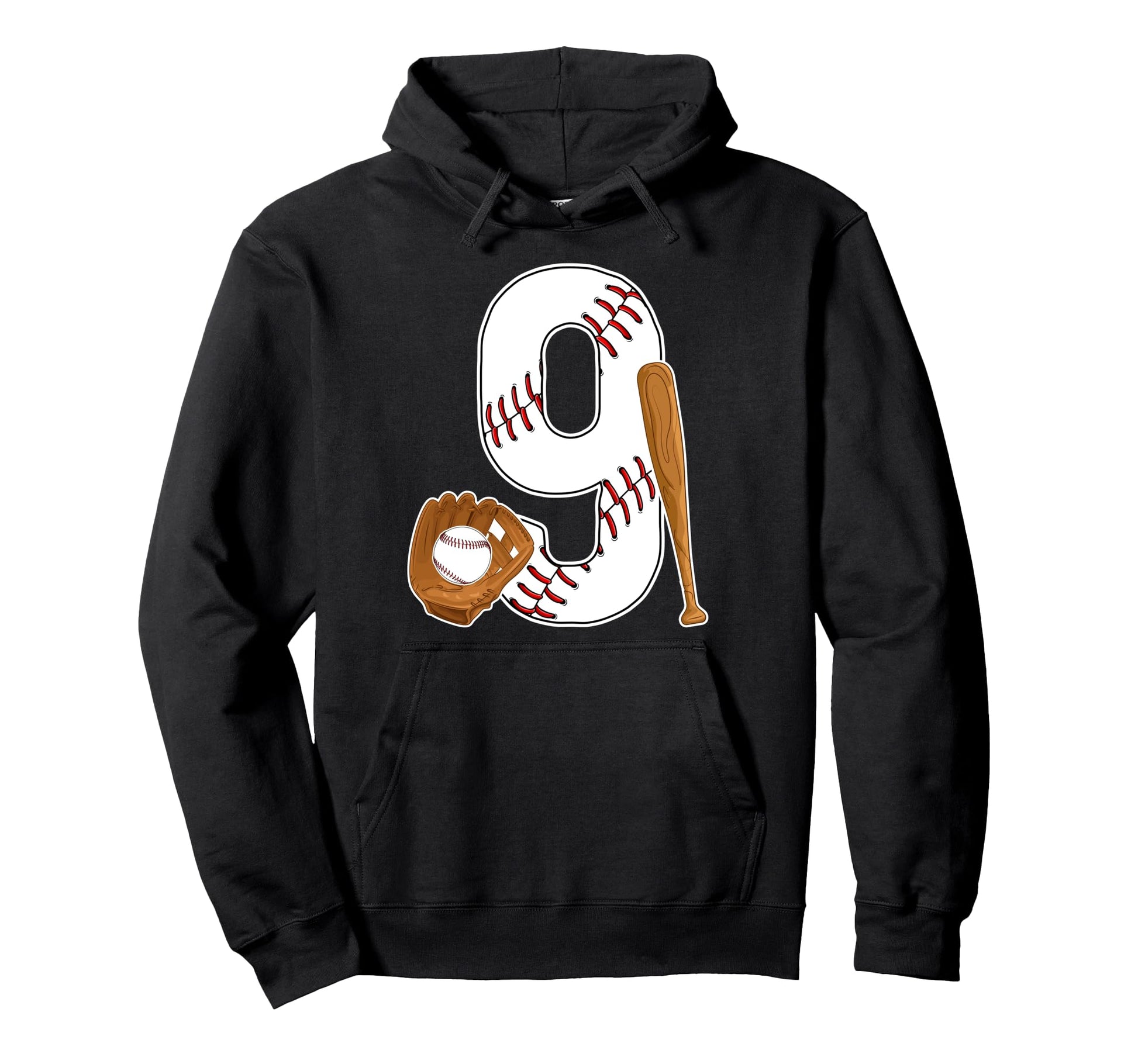 9Th Birthday Baseball Nine Year Old Hoodie - Fun Novelty Design for Adults - T-Shirt, Sweatshirt, Hoodie