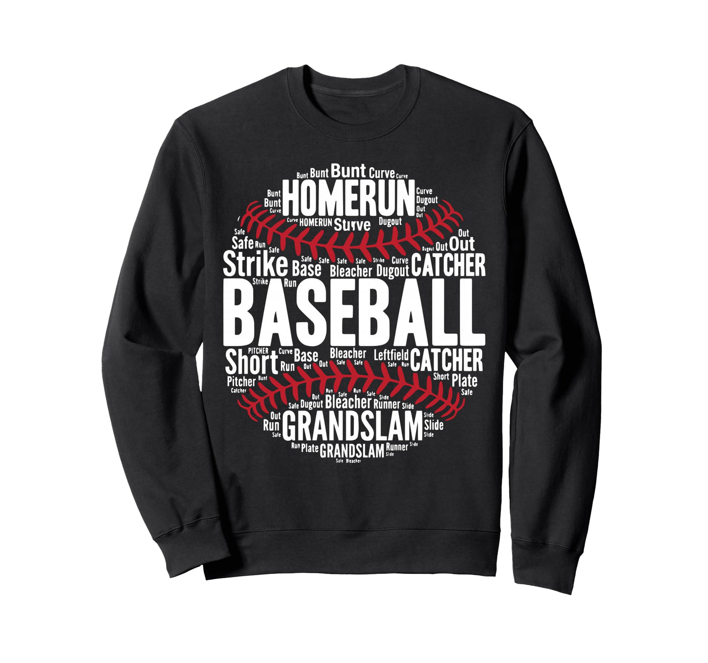 Baseball Fan Word Cloud Baseball Sweatshirt - Custom Art Print for Adults - T-Shirt, Sweatshirt, Hoodie