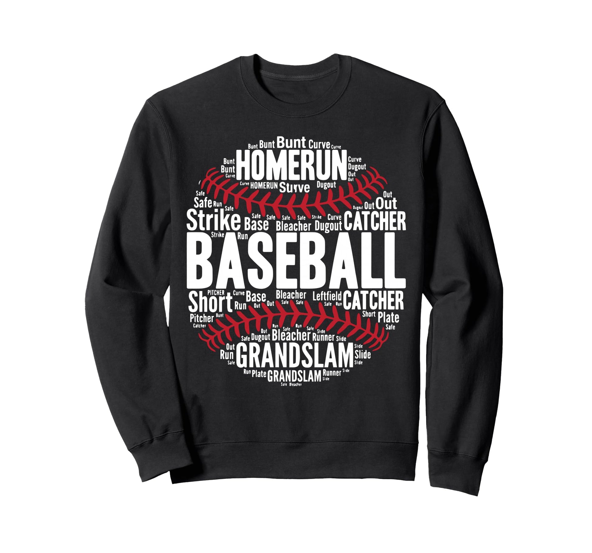 Baseball Fan Word Cloud Baseball Sweatshirt - Custom Art Print for Adults - T-Shirt, Sweatshirt, Hoodie
