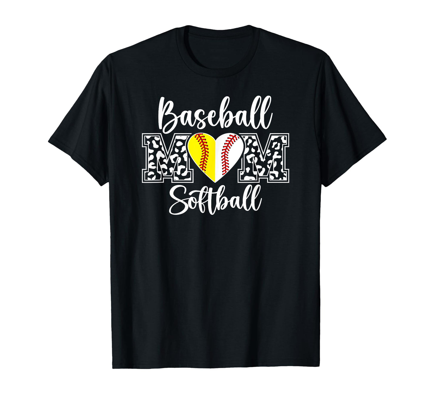 Baseball Softball Mom Leopard T-Shirt - Fun Novelty Design for Adults - T-Shirt, Sweatshirt, Hoodie