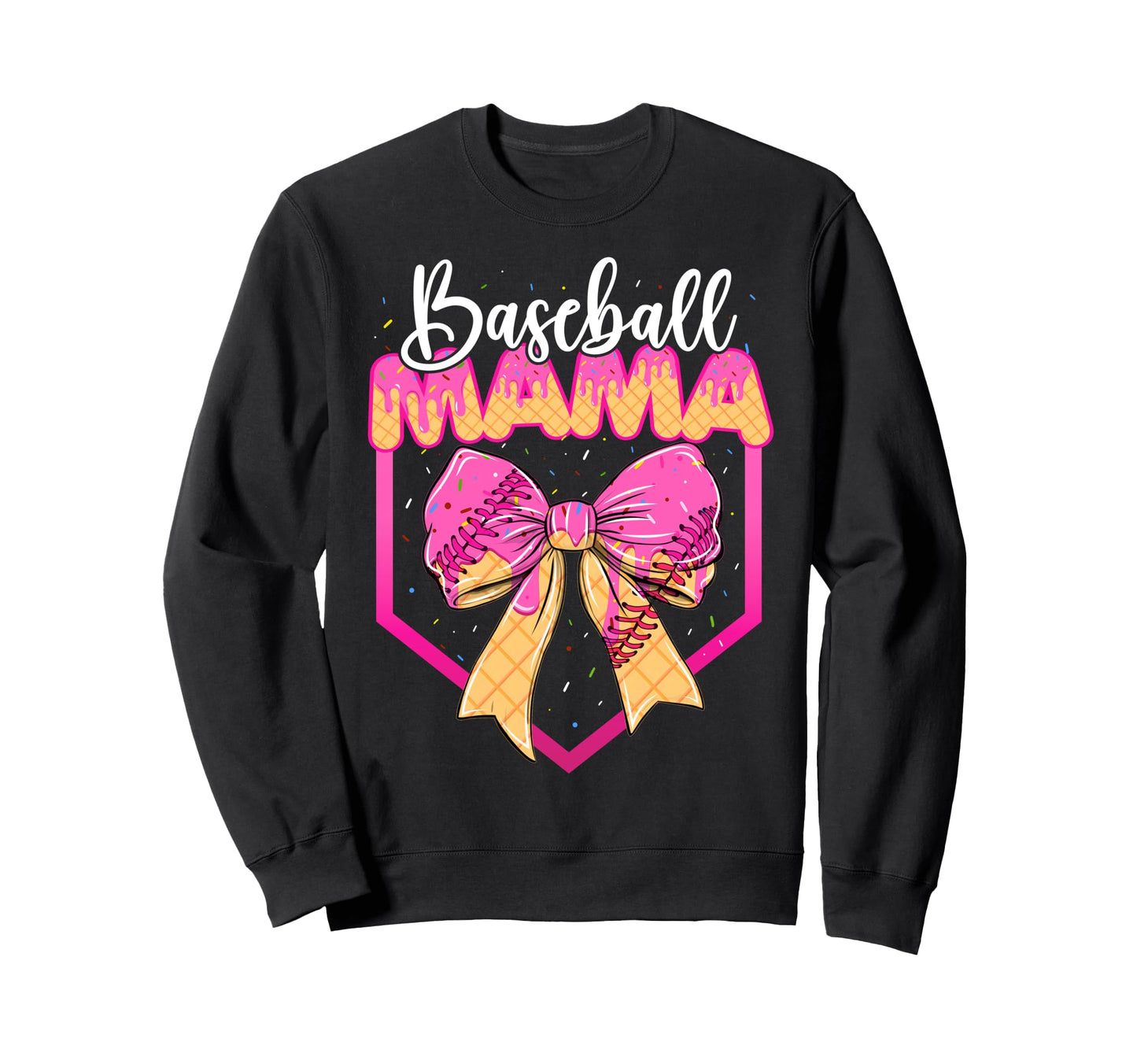 Baseball Mama Drip Ice Cream Drip Sweatshirt - Custom Art Print Unisex - T-Shirt, Sweatshirt, Hoodie