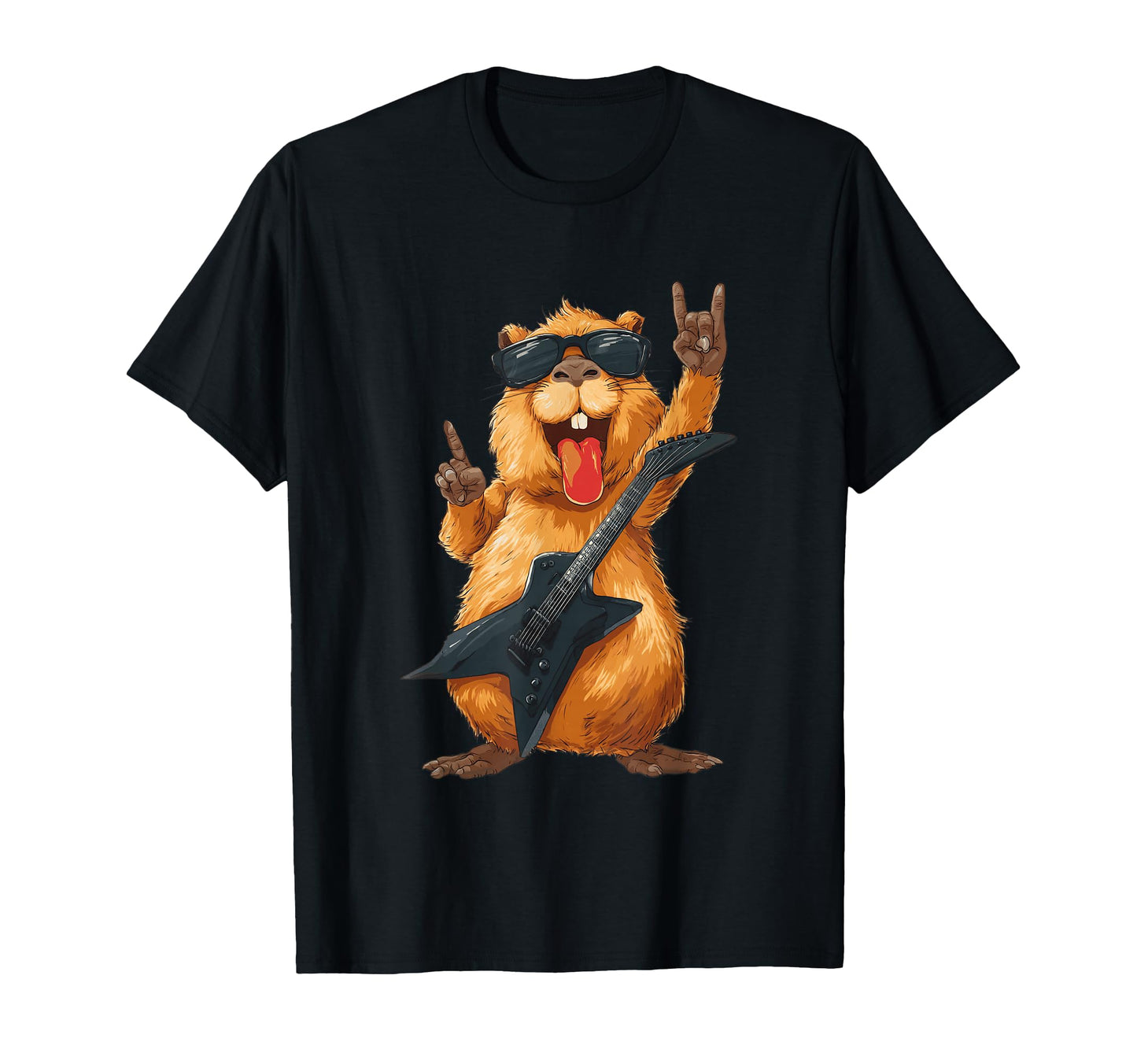 Funny Guinea Pig Rock Music Guitarist T-Shirt - Graphic Print for Adults - T-Shirt, Sweatshirt, Hoodie