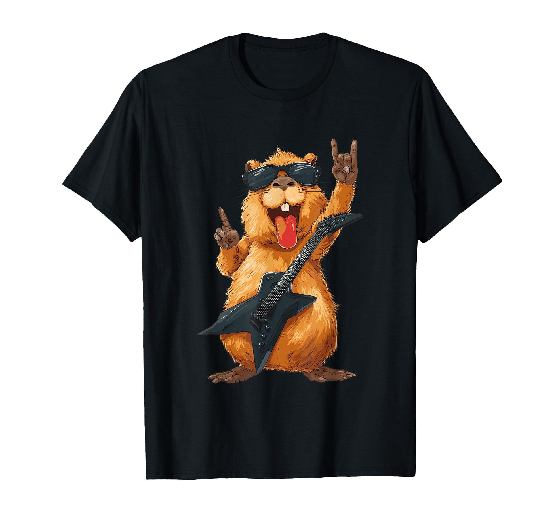 Funny Guinea Pig Rock Music Guitarist T-Shirt - Graphic Print for Adults - T-Shirt, Sweatshirt, Hoodie
