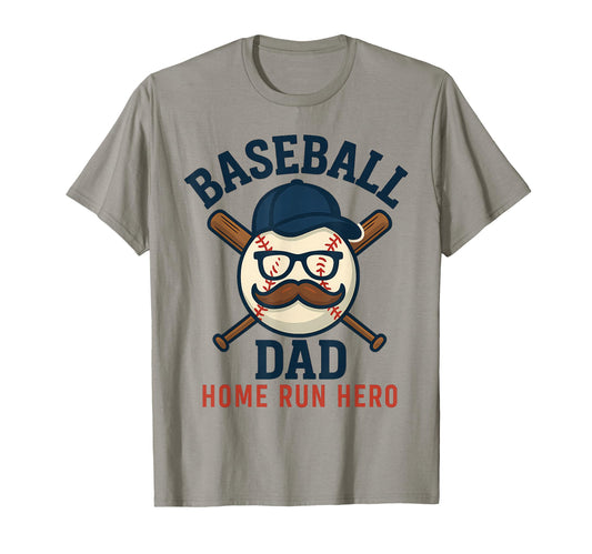 Baseball Dad Home Run Hero Funny T-Shirt - Minimalist Print for Adults - T-Shirt, Sweatshirt, Hoodie