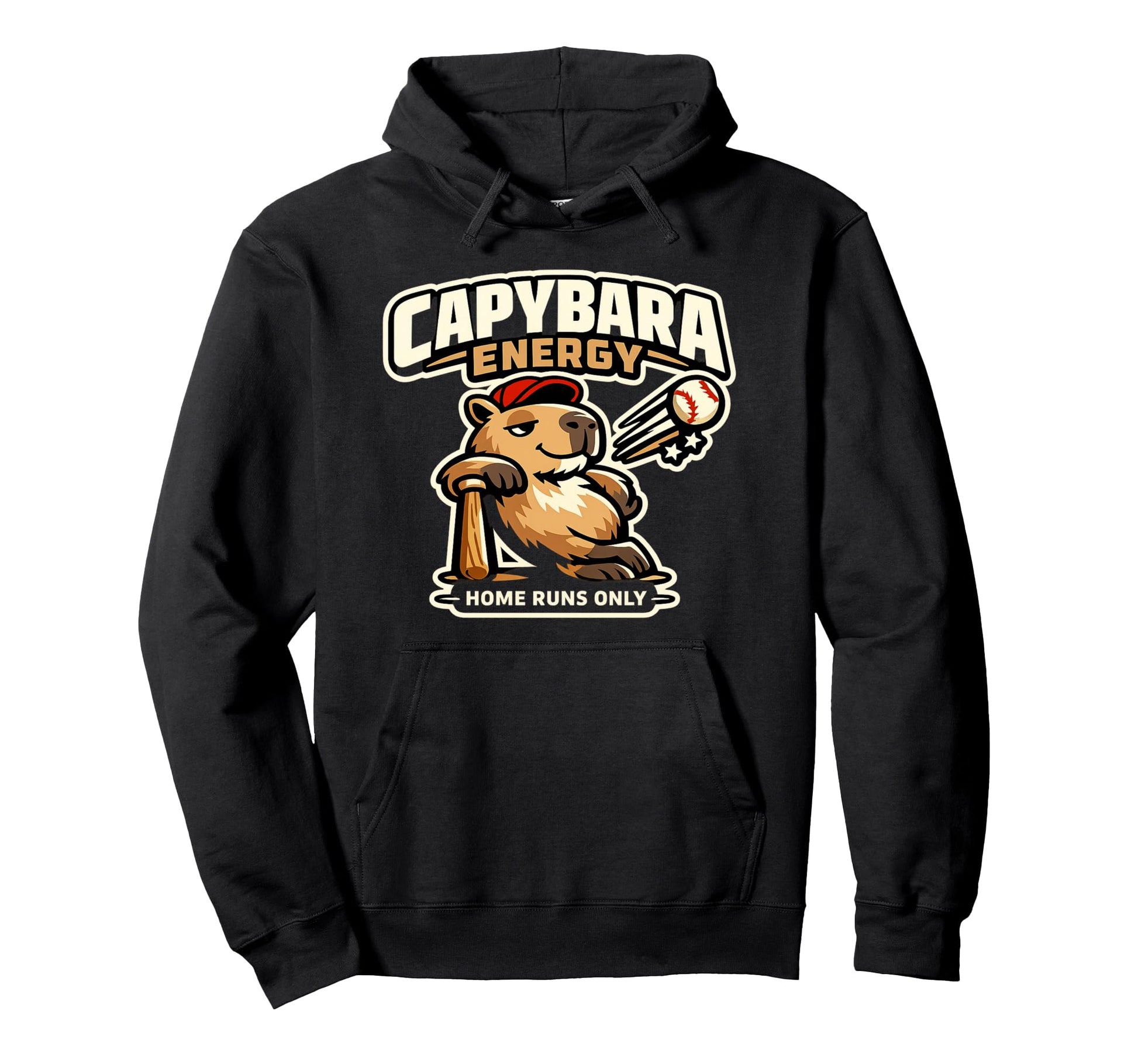 Capybara Energy Home Runs Only Baseball Hoodie - Novelty Apparel Men Women - T-Shirt, Sweatshirt, Hoodie