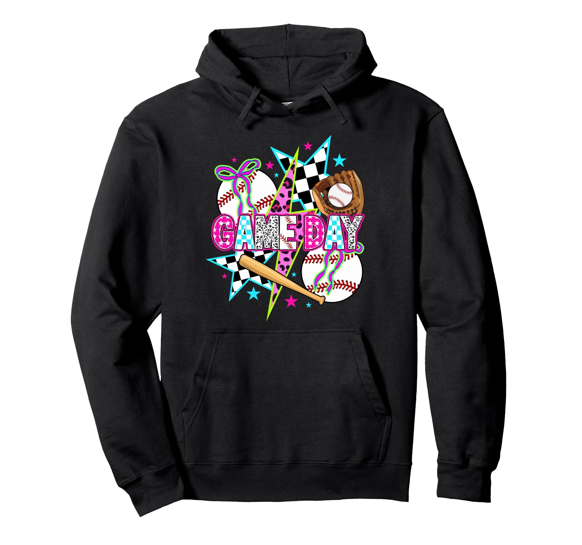 Baseball Game Day Bow Game Day Hoodie - Minimalist Print for Adults - T-Shirt, Sweatshirt, Hoodie