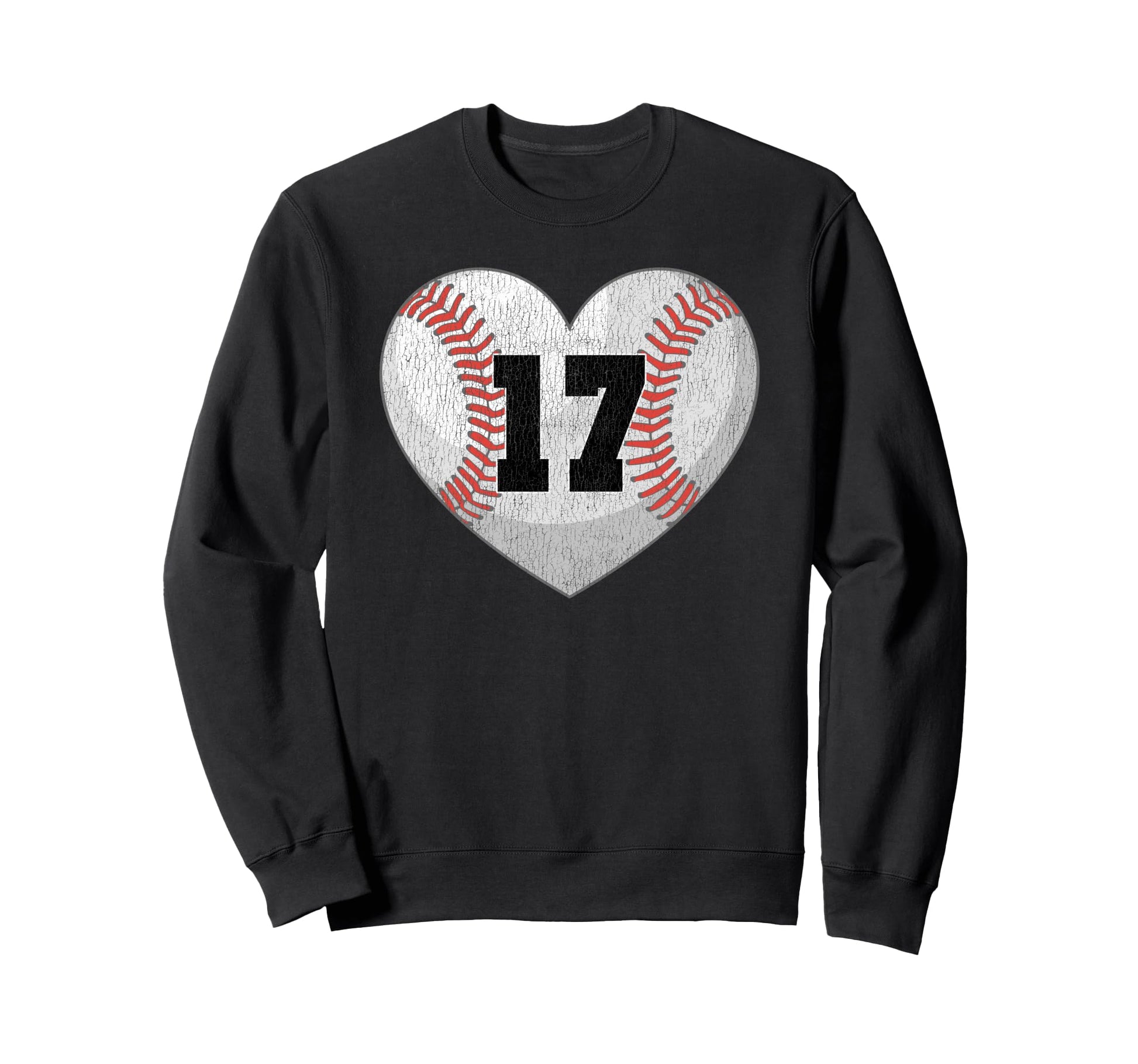 Baseball Number 17 Distressed Sweatshirt - Aesthetic Graphic for Adults - T-Shirt, Sweatshirt, Hoodie