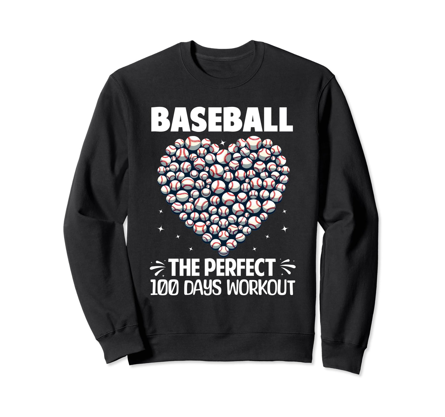 100 Days School Baseball Heart Sweatshirt - Fun Novelty Design for Adults - T-Shirt, Sweatshirt, Hoodie