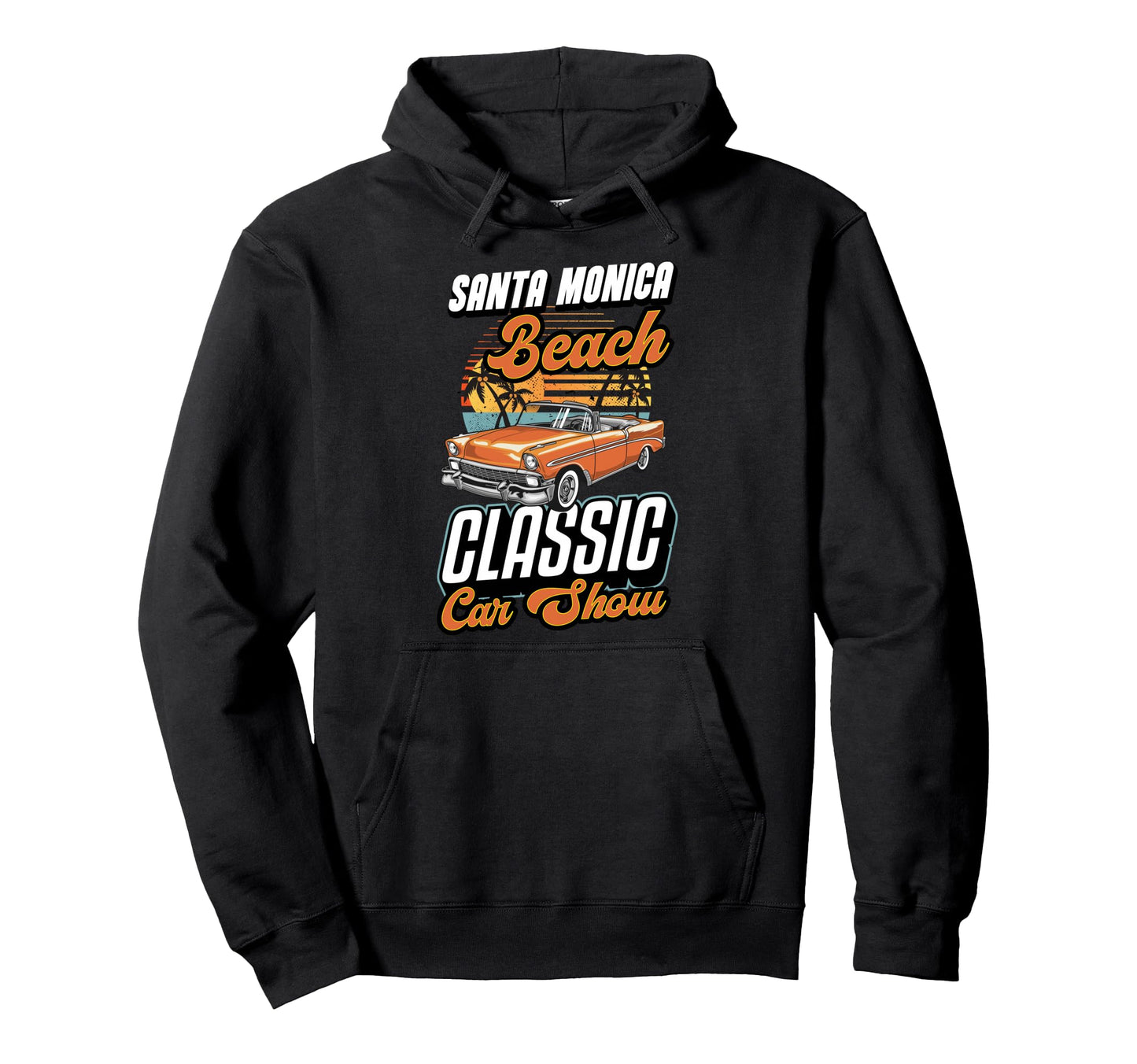 Santa Monica Beach Car Show California Hoodie - Trendy Graphic for Adults - T-Shirt, Sweatshirt, Hoodie