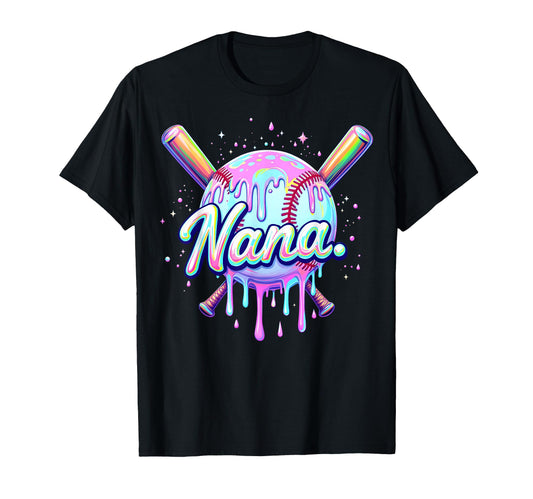 Baseball Drip Nana Tie Dye Baseball T-Shirt - Aesthetic Graphic Men Women - T-Shirt, Sweatshirt, Hoodie