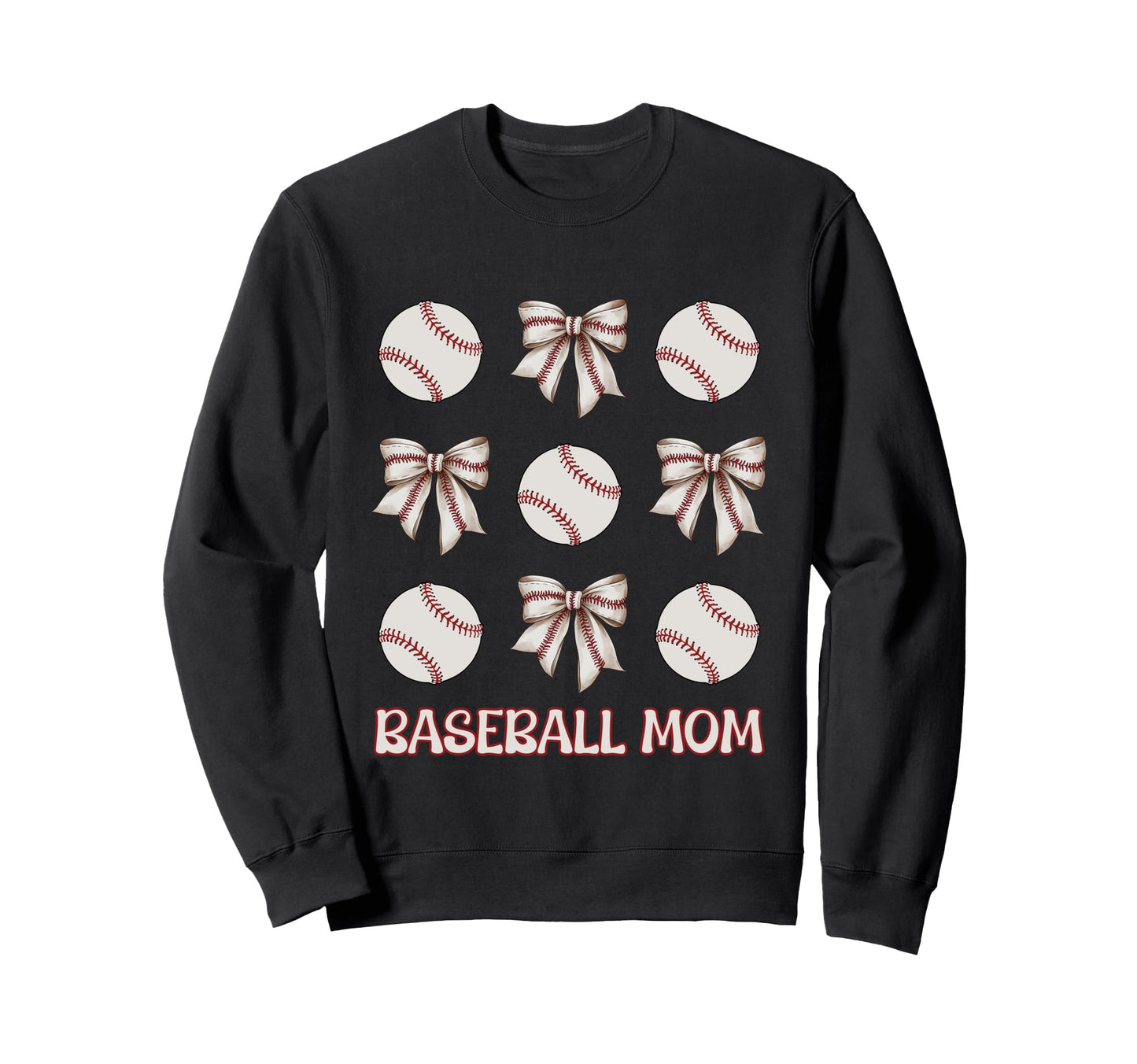 Baseball Mom Bows And Balls Sweatshirt - Novelty Apparel for Adults - T-Shirt, Sweatshirt, Hoodie
