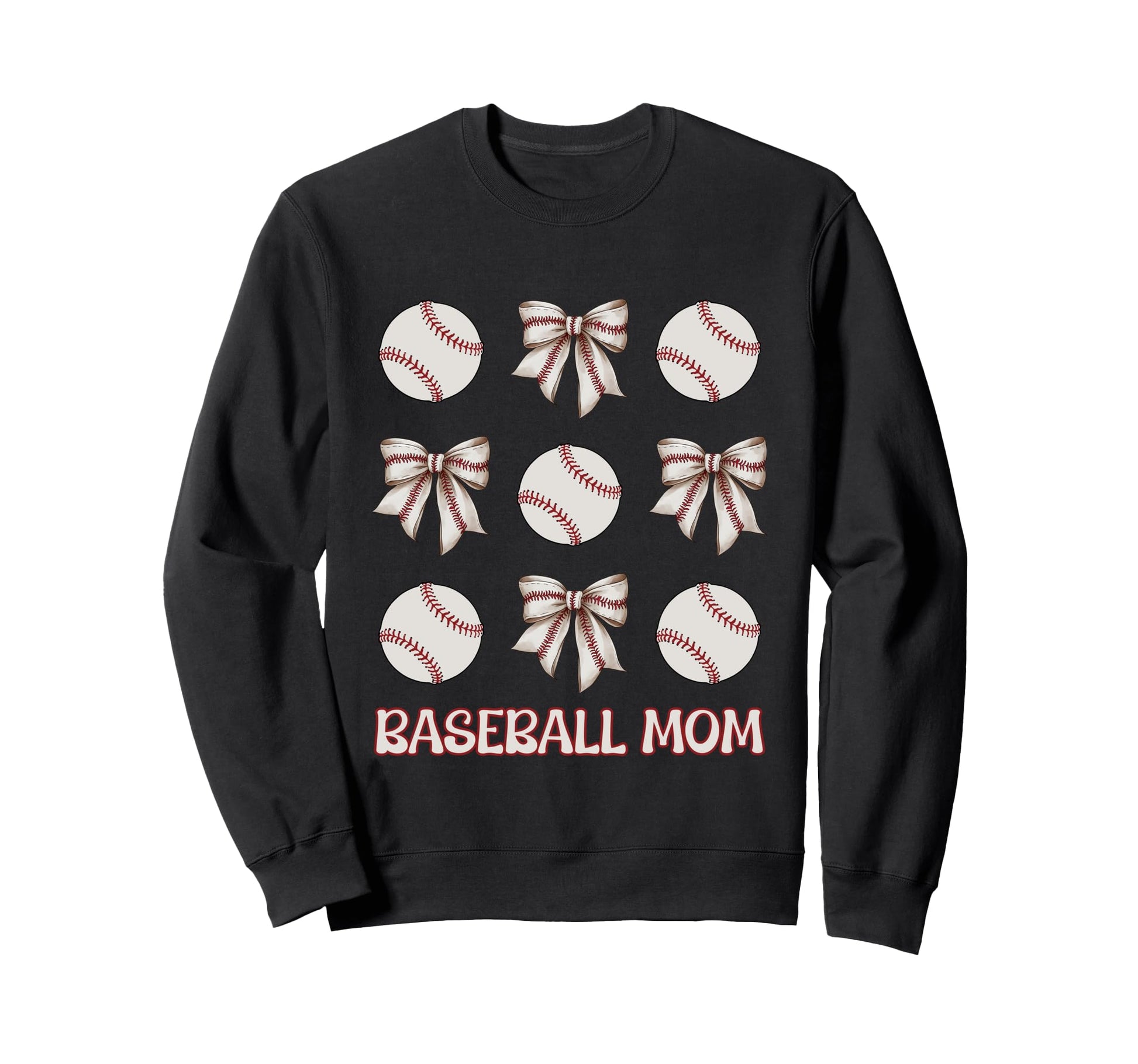 Baseball Mom Bows And Balls Sweatshirt - Novelty Apparel for Adults - T-Shirt, Sweatshirt, Hoodie