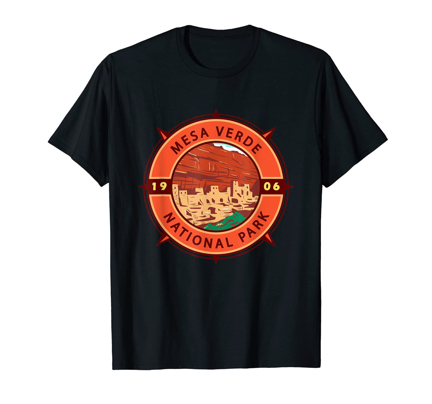 Mesa Verde National Park Compass Emblem T-Shirt - Fun Novelty Design Unisex - T-Shirt, Sweatshirt, Hoodie
