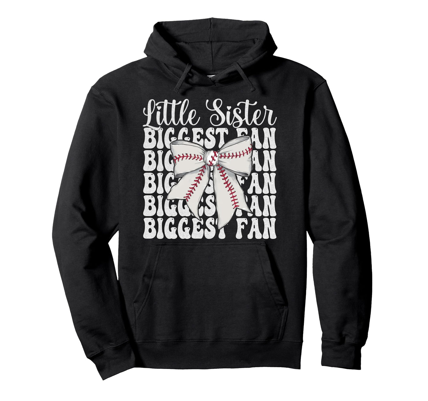Baseball Sister Baseball Coquette Bow Hoodie - Casual Everyday Wear Unisex - T-Shirt, Sweatshirt, Hoodie